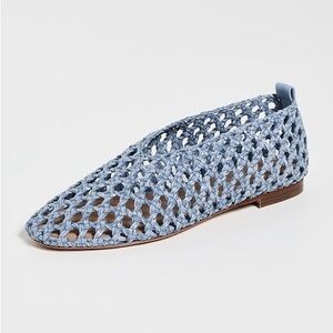 Mansur Gavriel Light Blue Woven Leather Flat